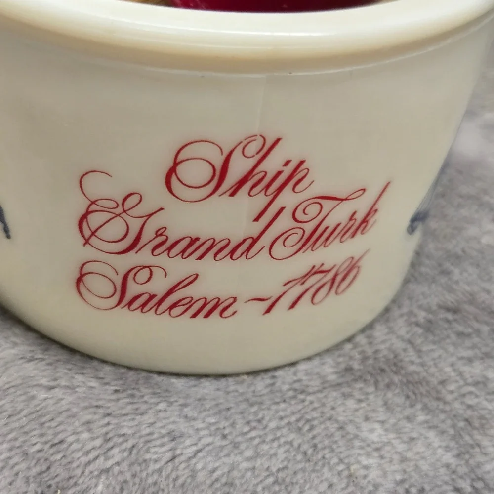 Vintage Old Spice Shulton Shaving Mug Ship Grand Turk Salem 1786 with Brush Set
